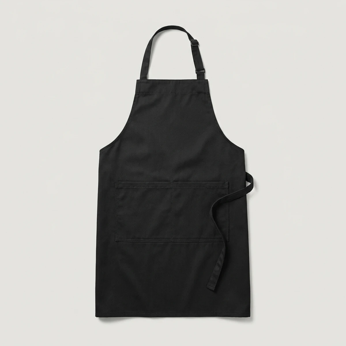 Black chef bib apron with towel loop and double patch pockets