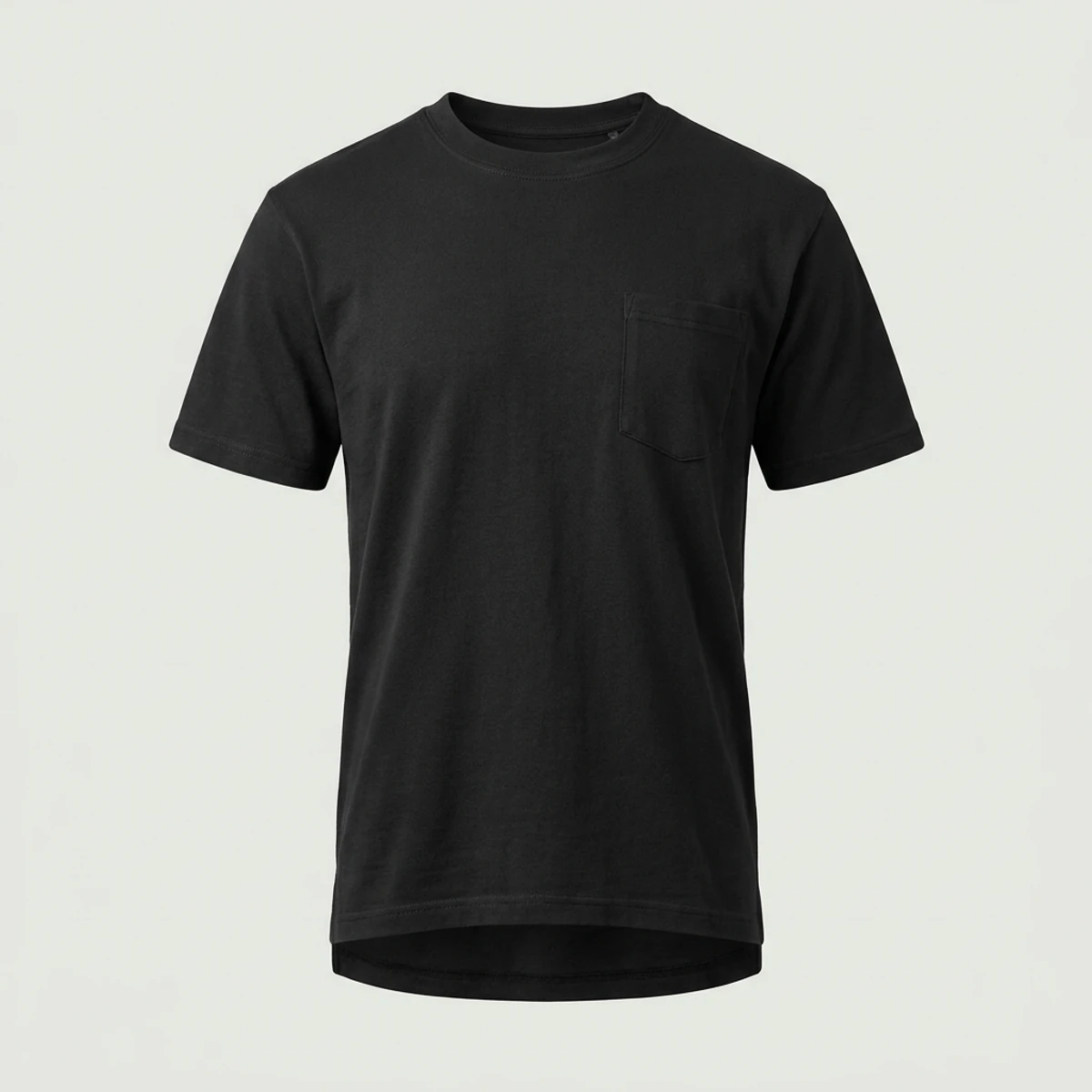 Heavyweight black knit chef T-shirt with crew neck and small chest pocket