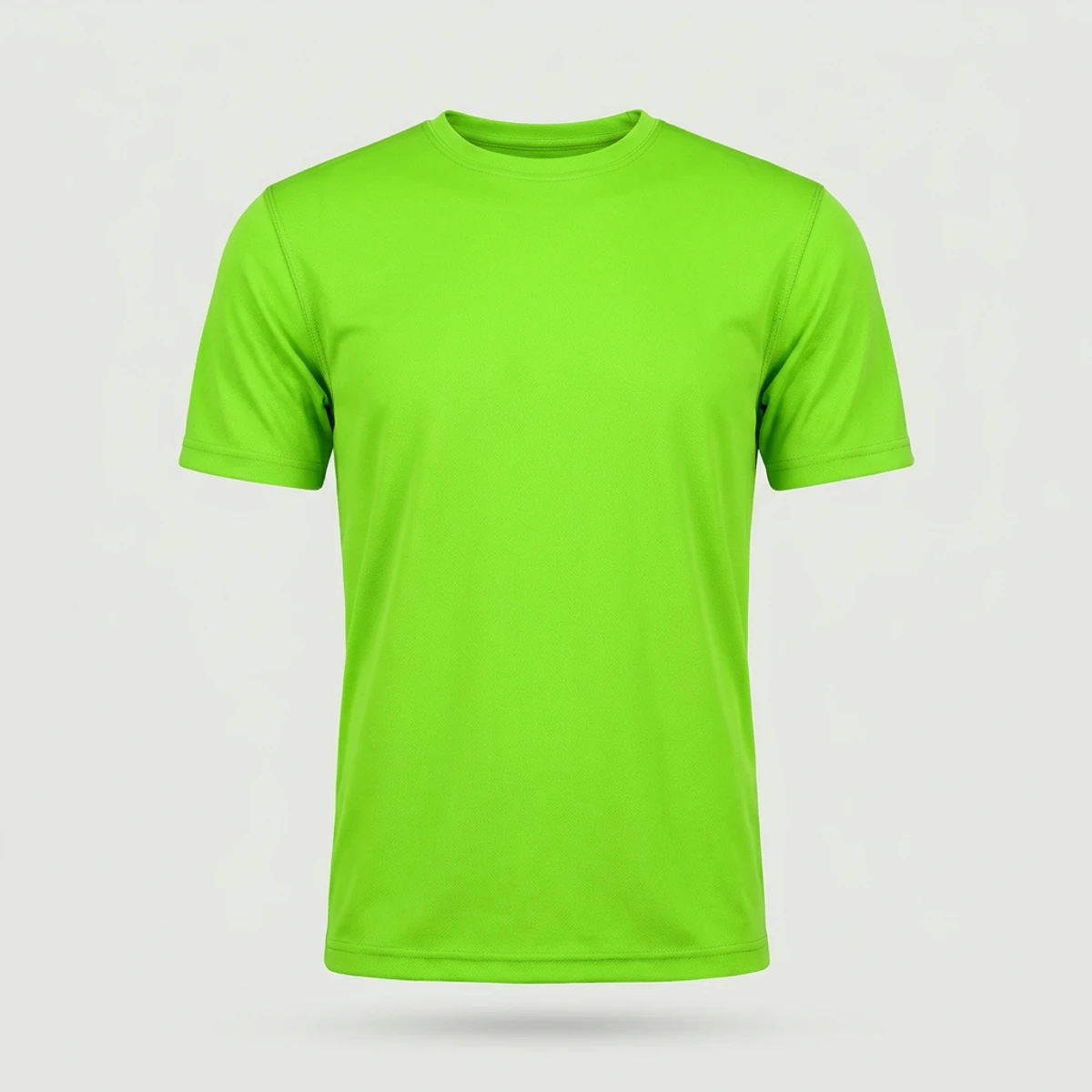 Safety green moisture-wicking short-sleeve crew tee for lawn care crews