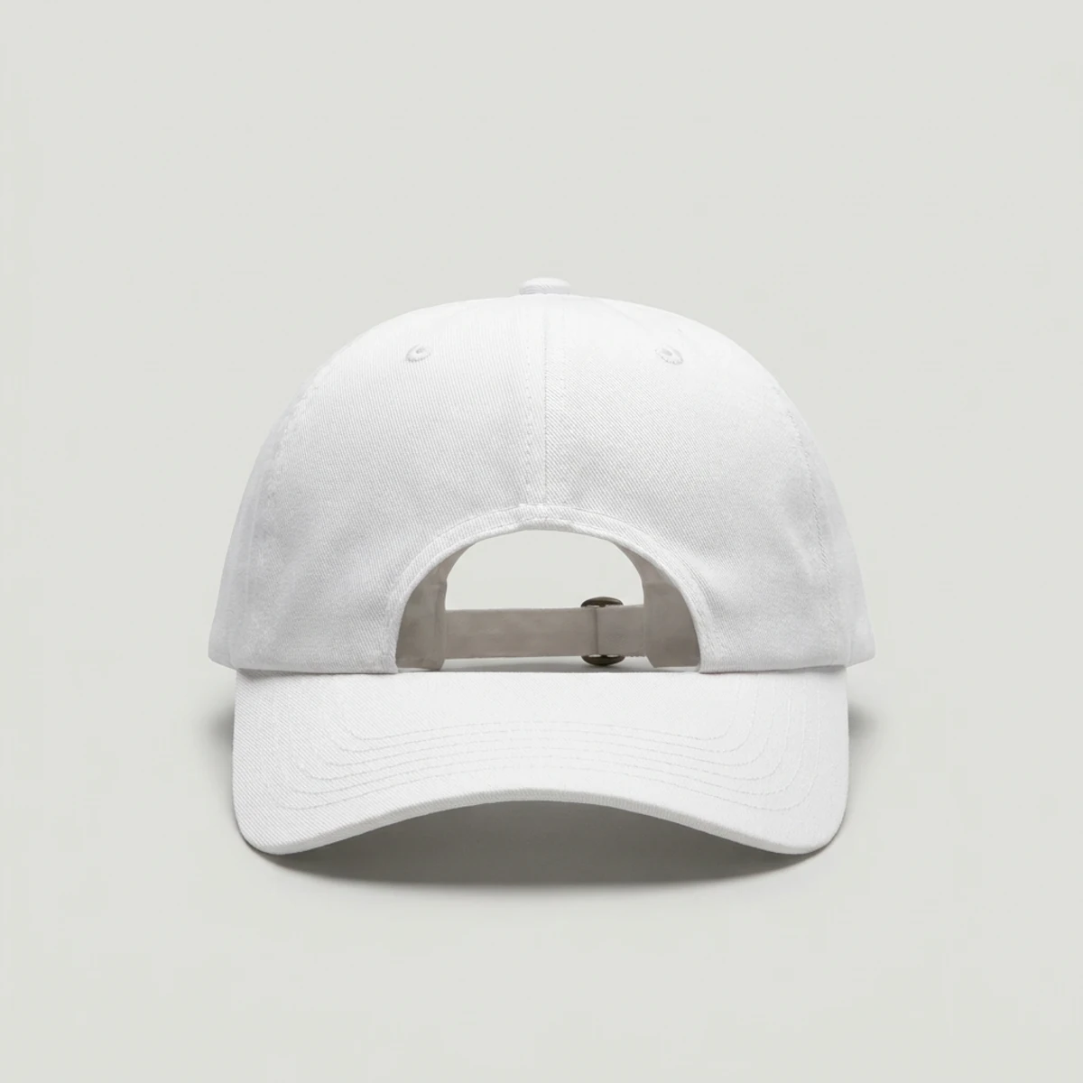 White six-panel structured cap with curved brim for painters