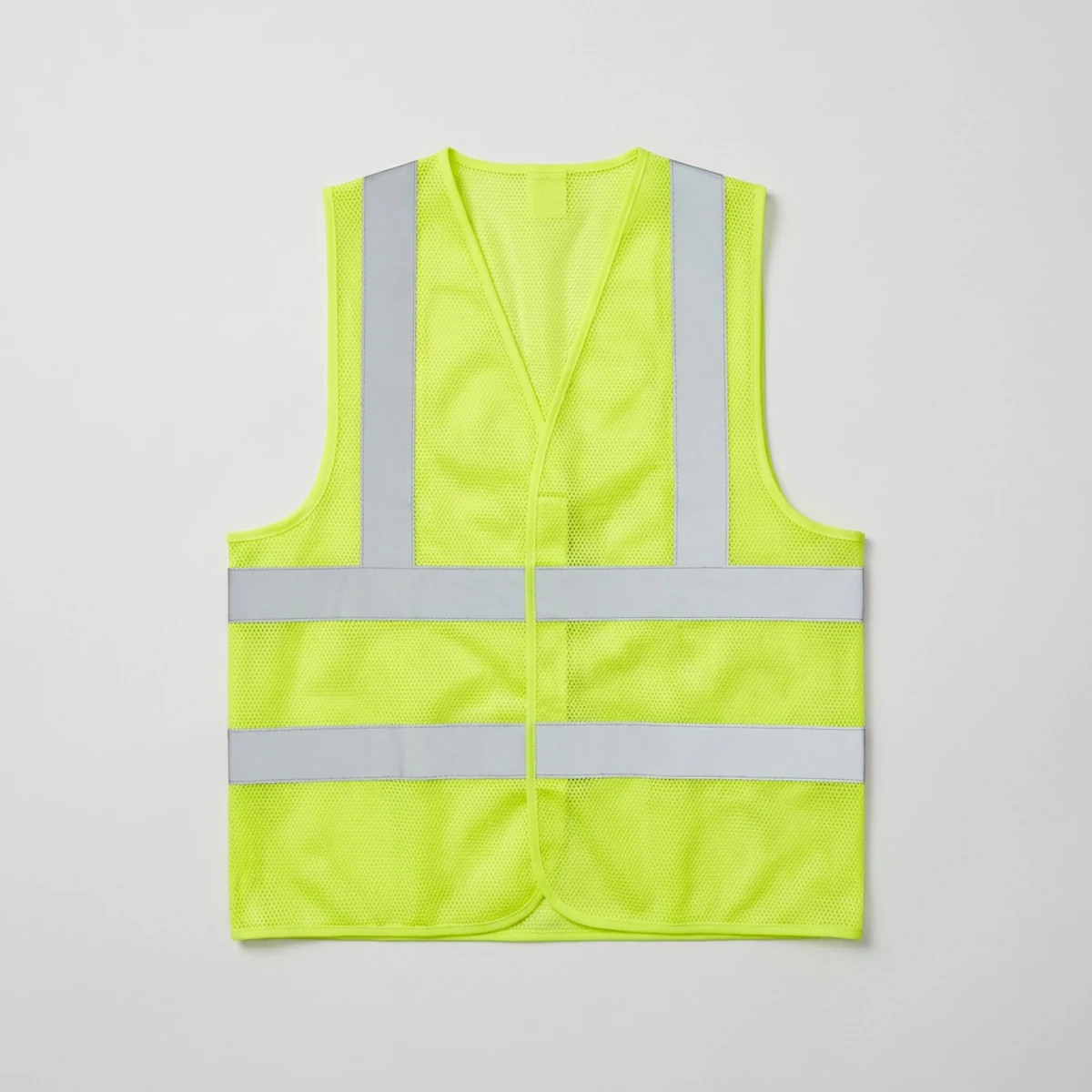 Fluorescent yellow-green mesh safety vest with hook-and-loop closure