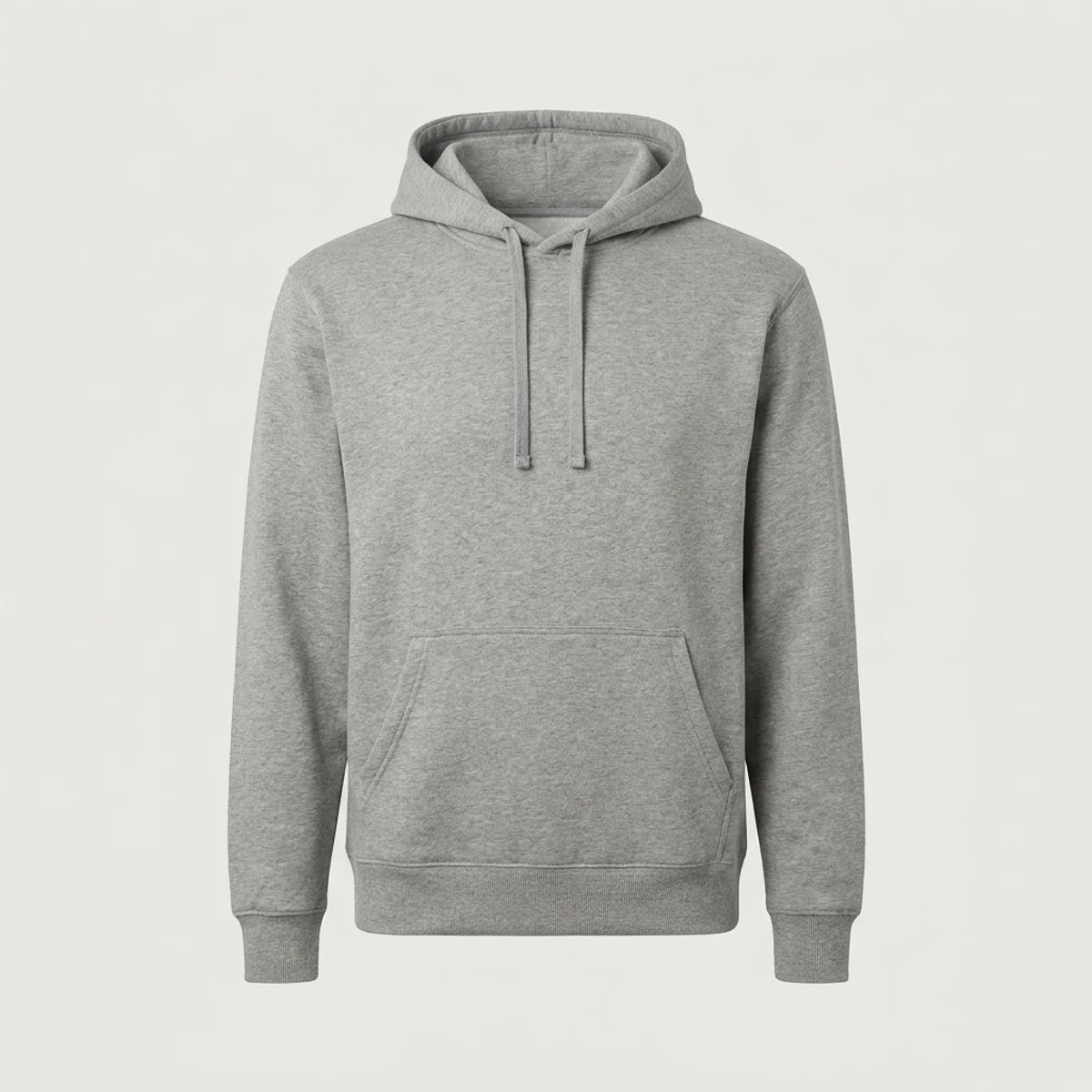Heather grey pullover scrub hoodie with kangaroo pocket and drawcord hood