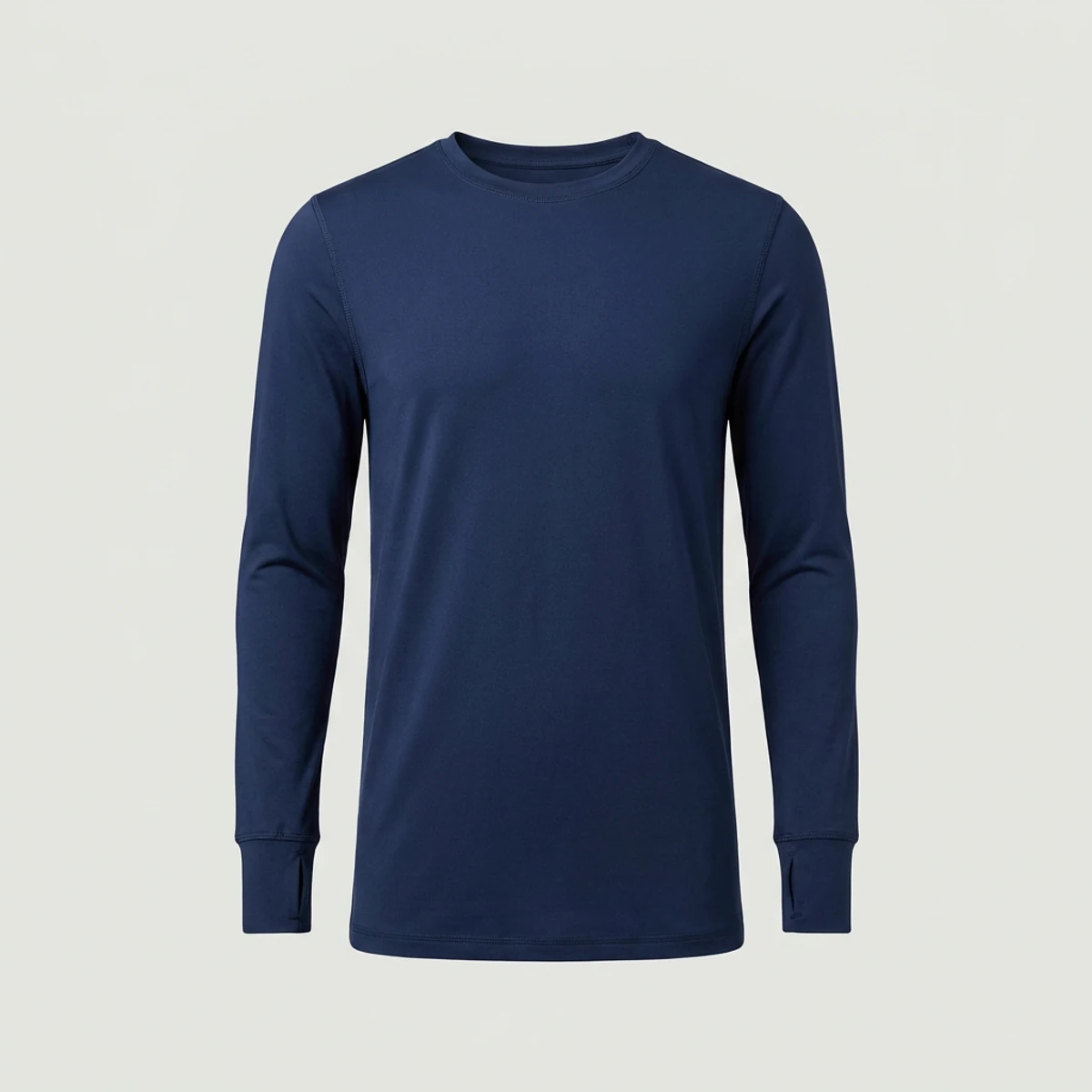 Navy long-sleeve underscrub with thumbholes and longer body length