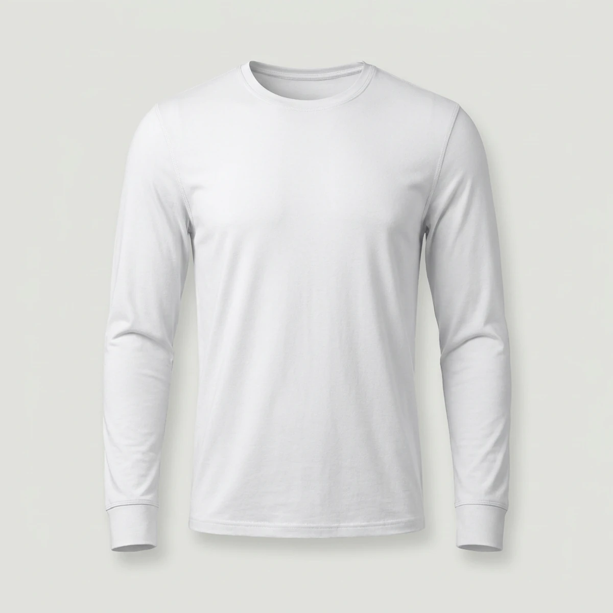 White long-sleeve scrub undershirt with crew neck and slim fit
