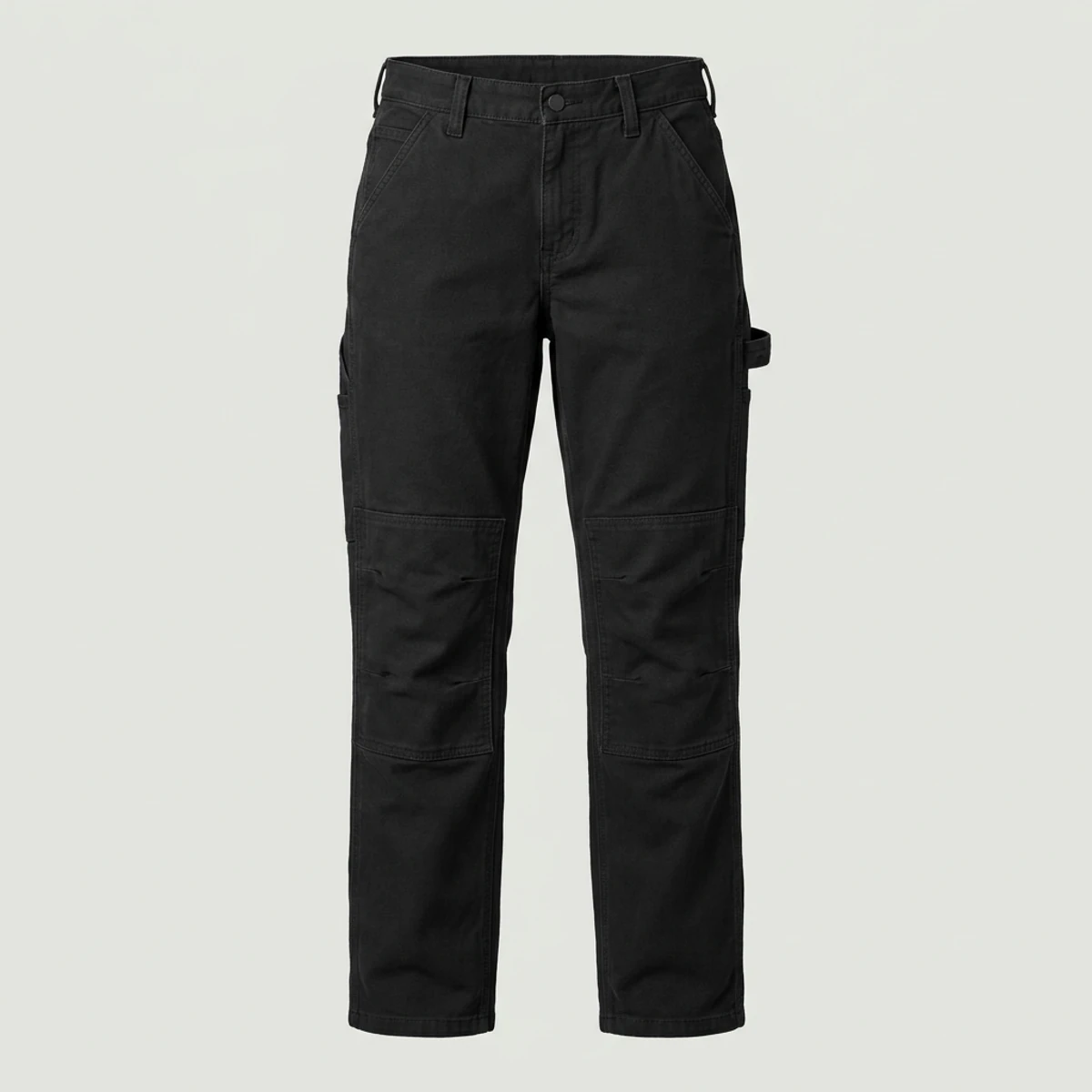 Black women's canvas utility work pants with kneepad pockets and tool loops
