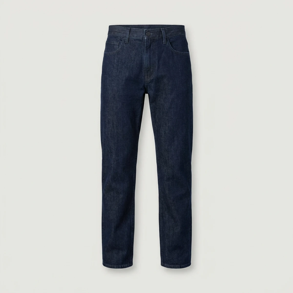 Indigo flame-resistant five-pocket work jeans with straight leg
