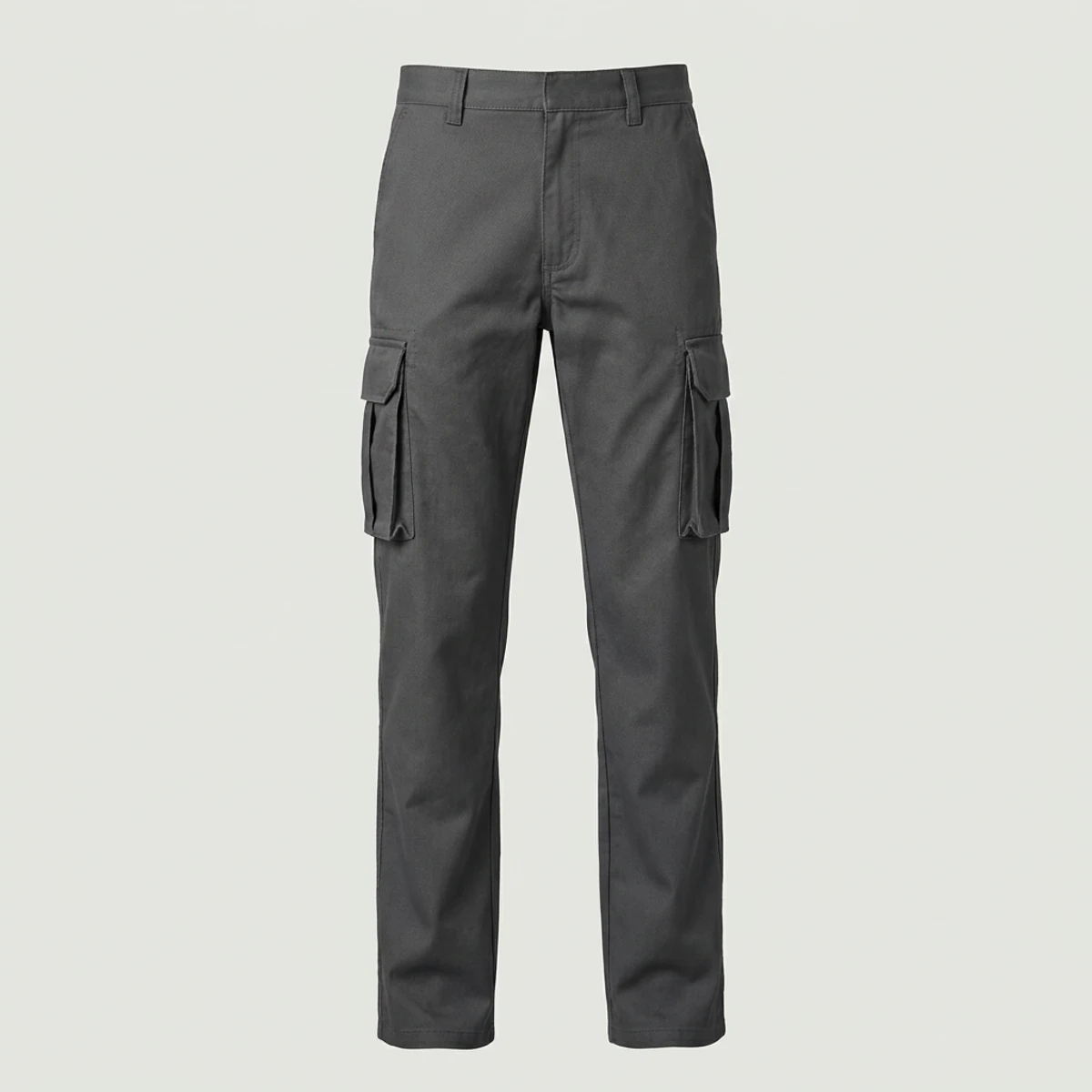 Charcoal grey flame-resistant cargo pants with bellows thigh pockets