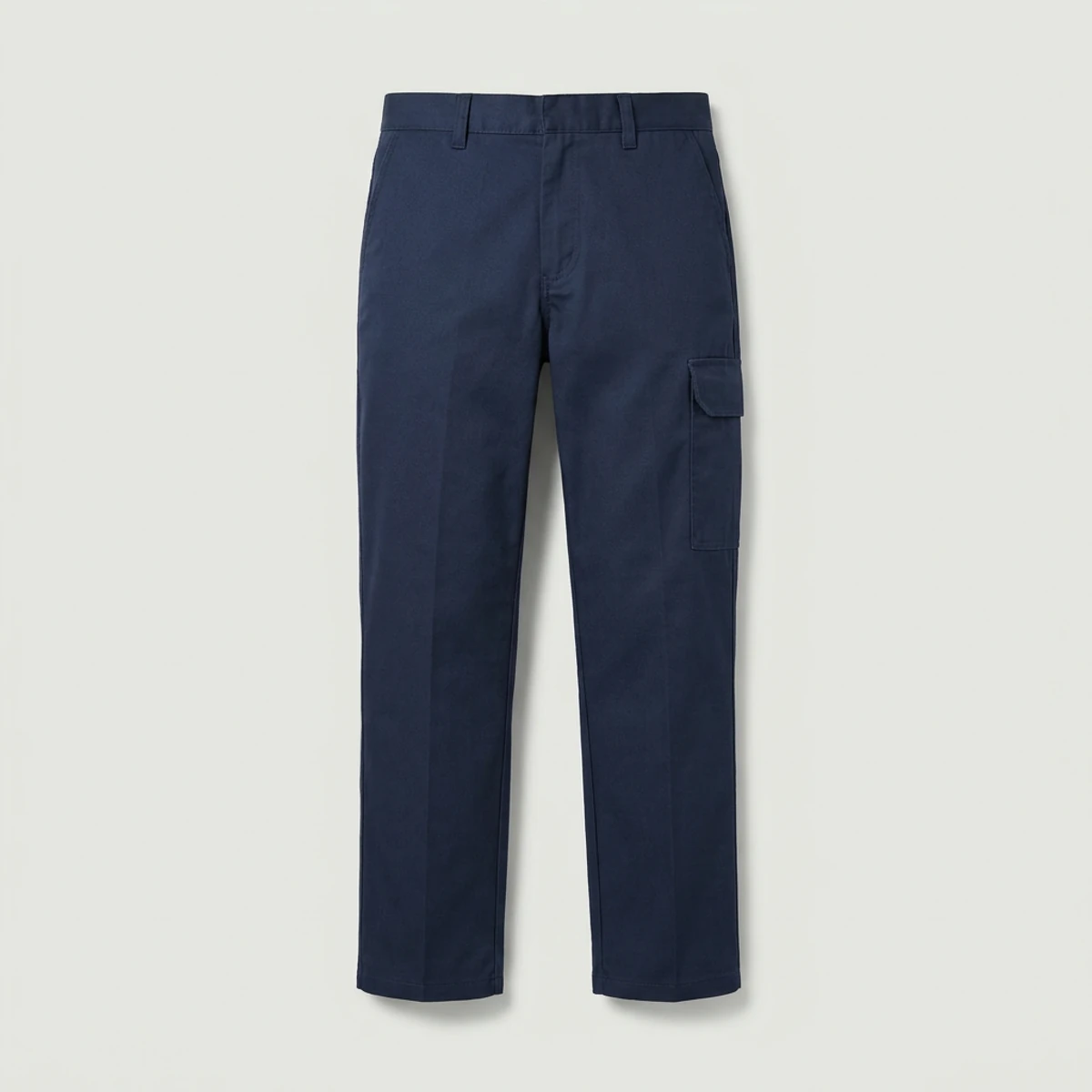 Navy flame-resistant work pants with cargo pocket and straight leg