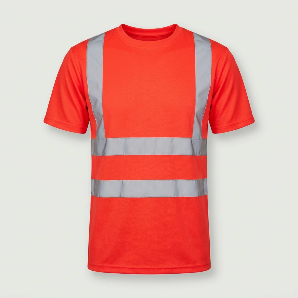 Fluorescent orange short-sleeve hi vis T-shirt with reflective torso and shoulder tape