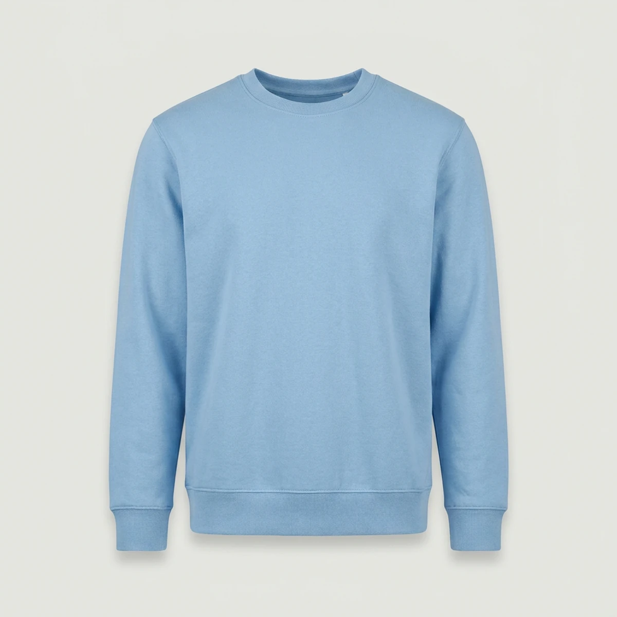 Ceil blue crewneck scrub sweatshirt with ribbed collar, cuffs and hem