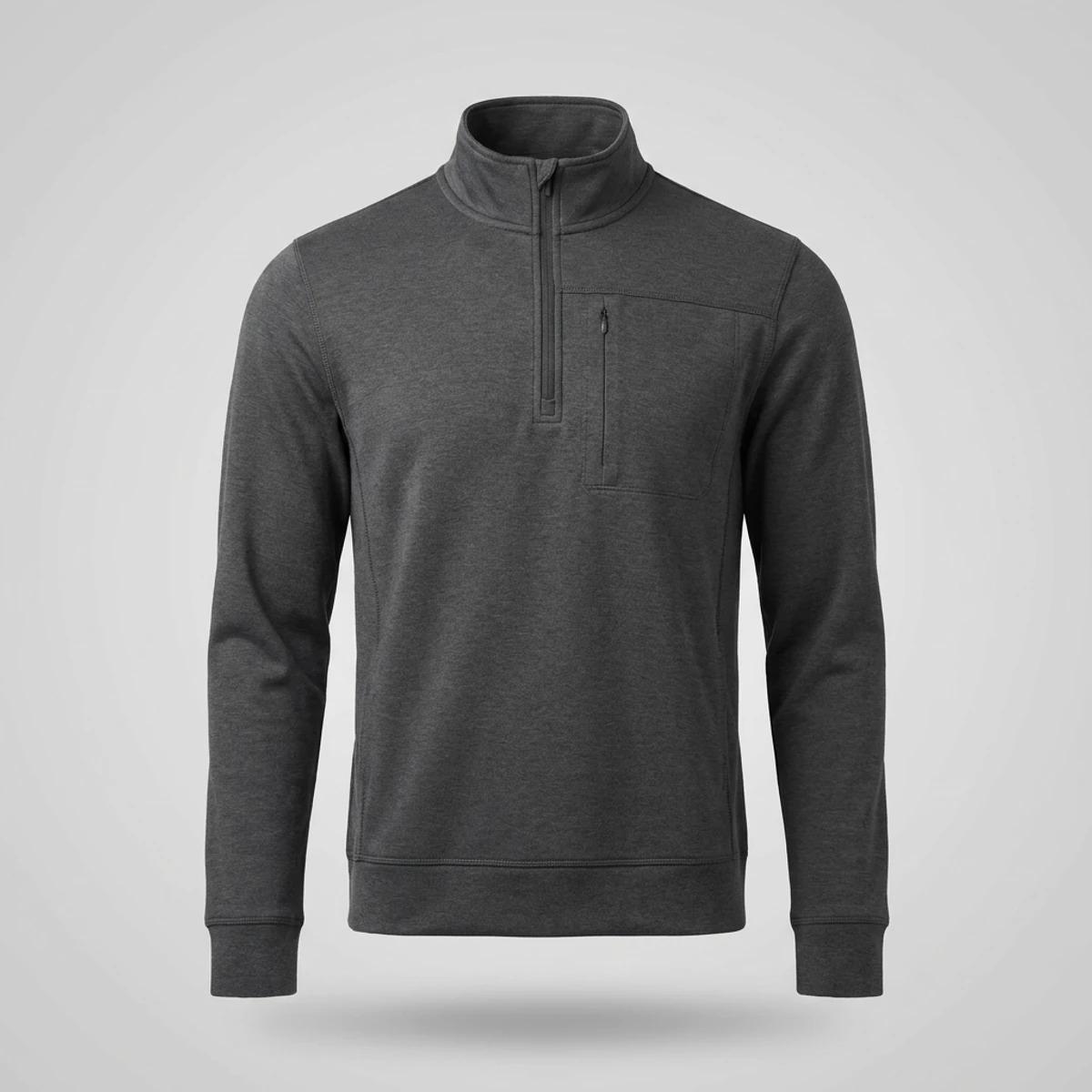 Charcoal grey quarter-zip scrub sweatshirt with zip chest pocket