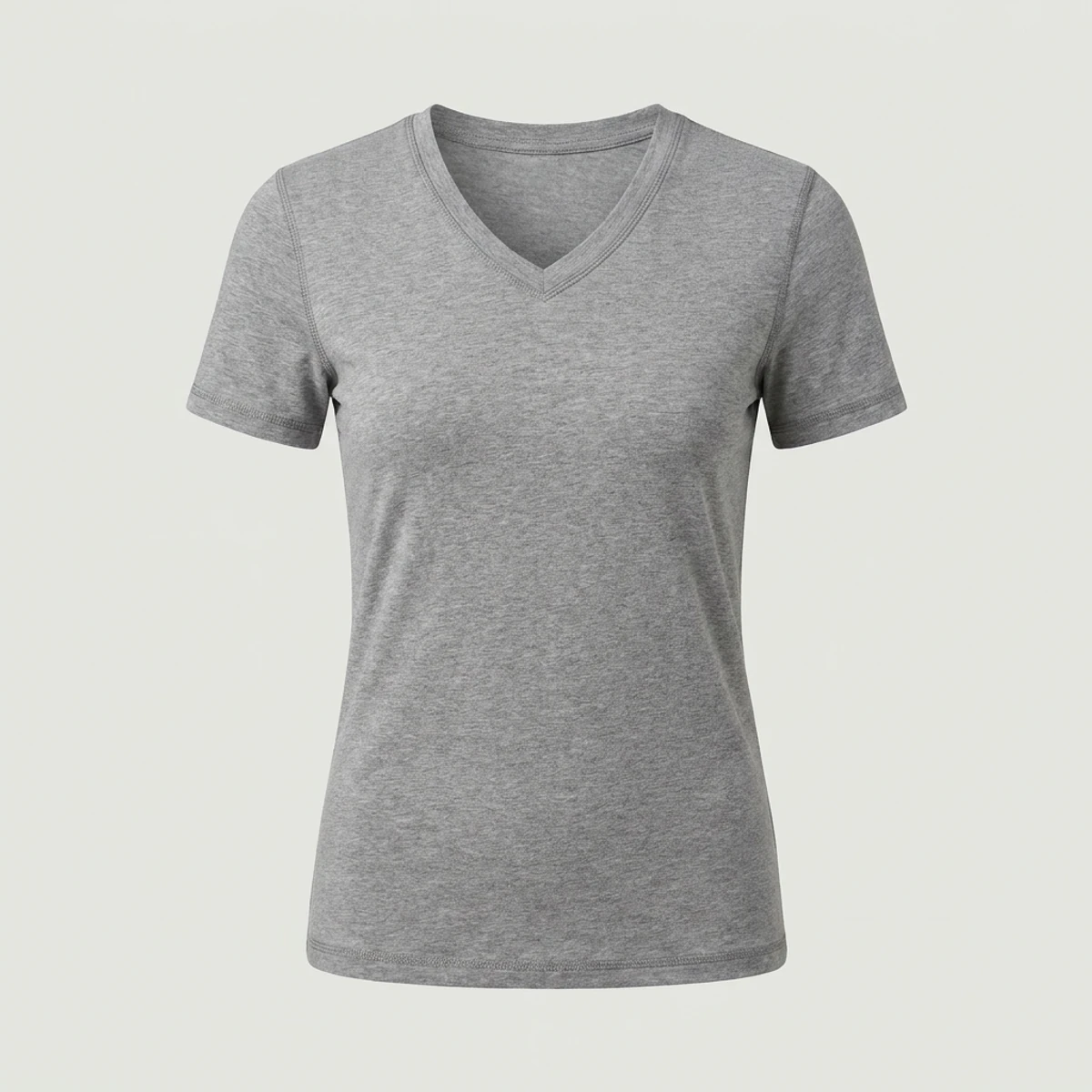 Heather grey short-sleeve scrub undershirt with V-neck and slim fit