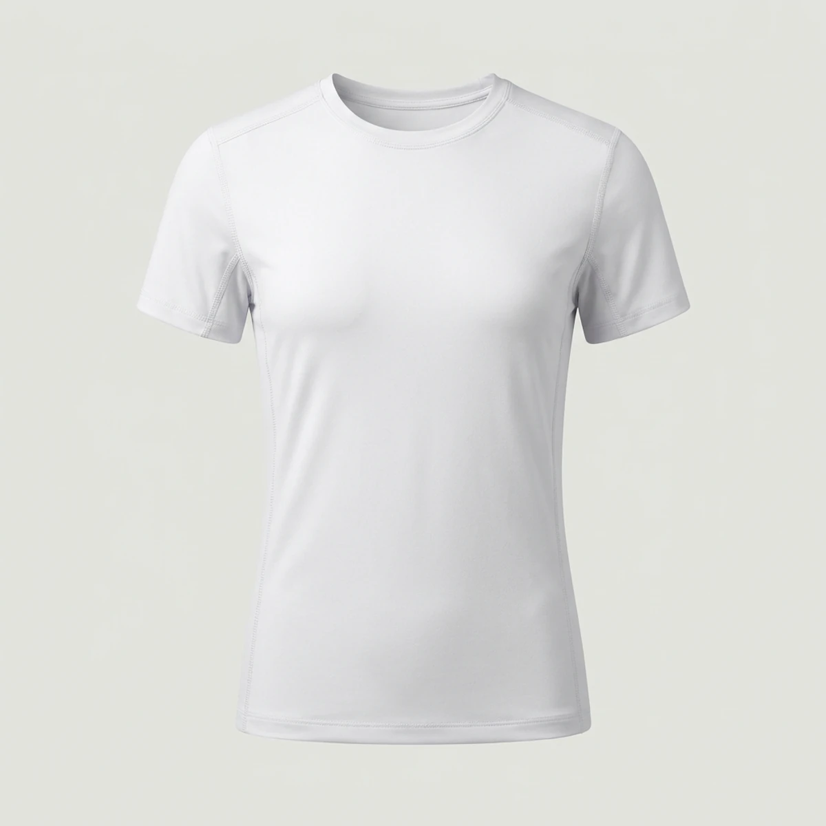 White short-sleeve scrub undershirt with crew neck and flat seams