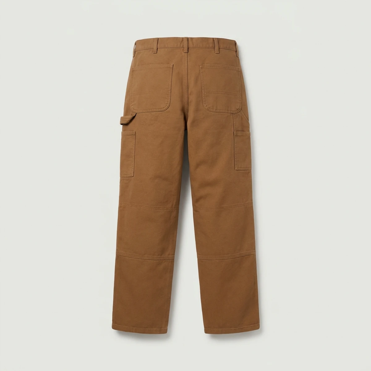 Brown double-knee utility work pants with hammer loop and tool pockets